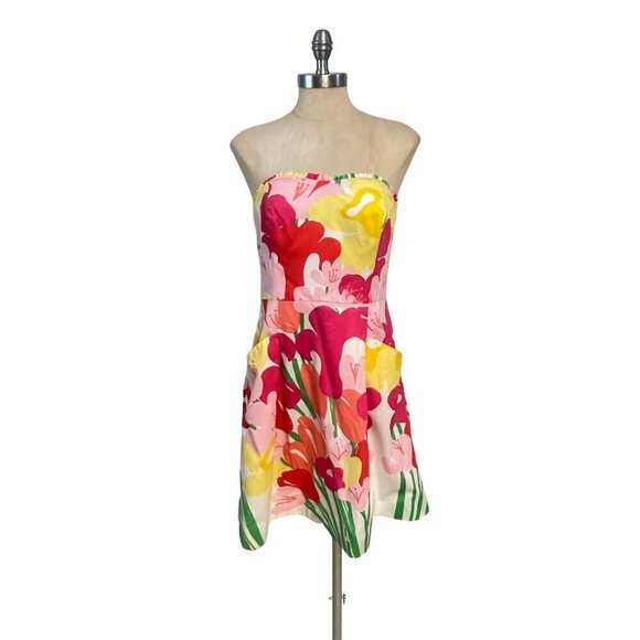 Lilly Pulitzer Blossom Lavish Lilly's Place Floral Strapless Fit Flare Dress 6 - Picture 6 of 10